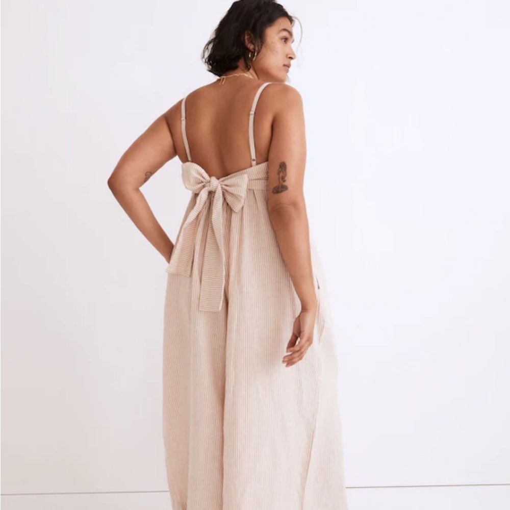 Madewell Linen Blend Tie-Back Wide-Leg Jumpsuit